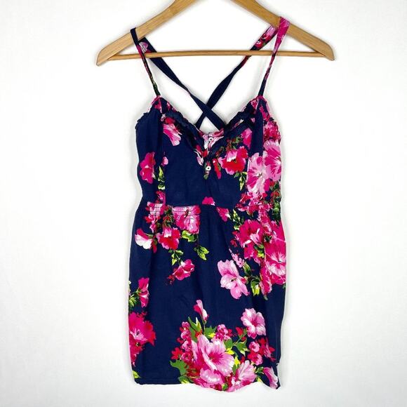 Hollister Blue Floral Mini Summer Dress XS - Picture 1 of 8